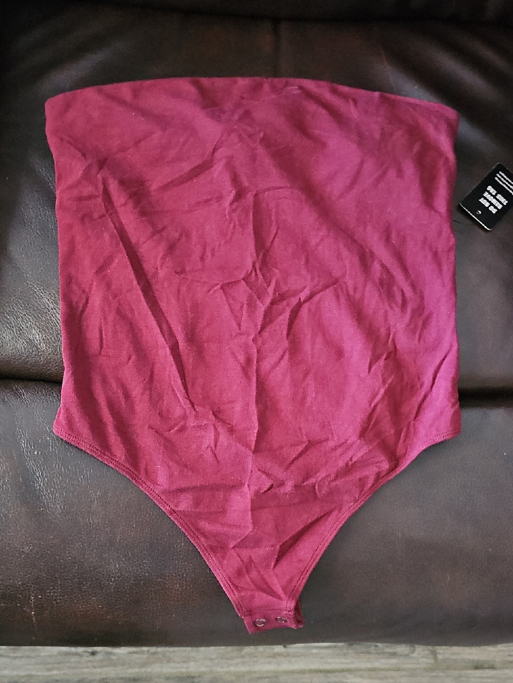Express One Eleven Strapless Bodysuit in Deep Burgundy